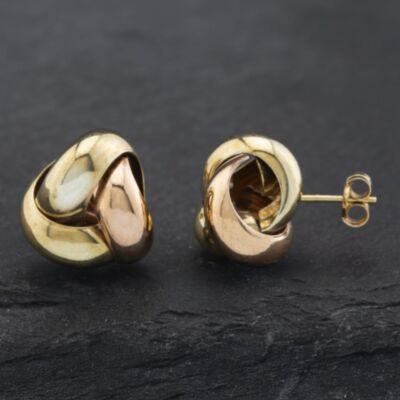 Pre-Owned 9ct Two Colour Gold 11.3mm Knotted Stud Earrings 41172502