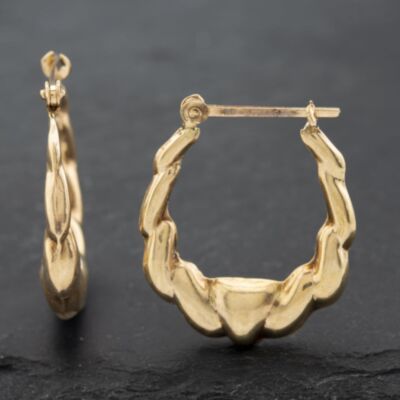 Pre-Owned Yellow Gold 22.2mm Patterned Creole Earrings 41172611