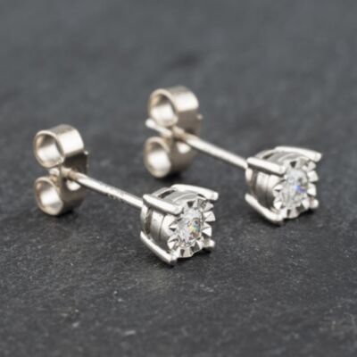Pre-Owned 9ct White Gold Diamond Single Stone Stud Earrings 41172681
