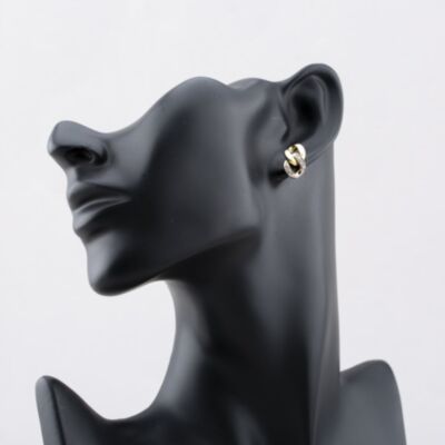 Pre-Owned 18ct Two Colour Gold Diamond Chainlink Stud Earrings 41172682