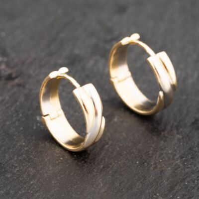 Pre-Owned 9ct Yellow Gold 18.7mm Patterned Hoop Earrings 41172749