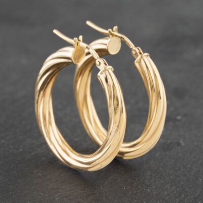 Pre-Owned Yellow Gold 26mm Twist Hoop Earrings 41173032