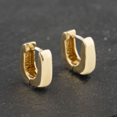 Pre-Owned 9ct Yellow Gold 10mm Plain Square Leverback Earrings 41173053