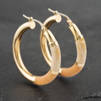 Pre-Owned 9ct Yellow Gold 33.4mm Hoop Earrings 41173104