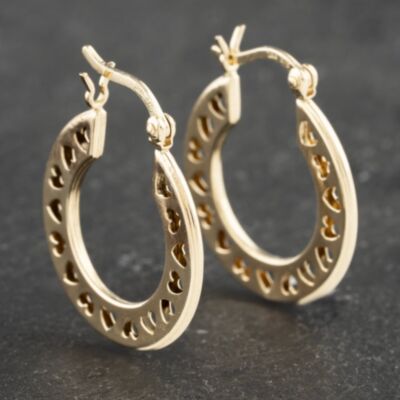 Pre-Owned Yellow Gold 20mm Cut Out Hearts Hoop Earrings 41173145
