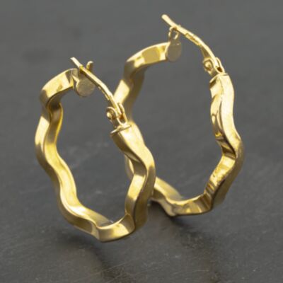 Pre-Owned 9ct Yellow Gold 23mm Twist Hoop Earrings 41173167