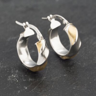 Pre-Owned Two Colour Gold 17mm Twist Hoop Earrings 41173198
