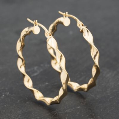 Pre-Owned Yellow Gold 30mm Twist Hoop Earrings 41173217