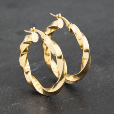 Pre-Owned Yellow Gold 29mm Twist Hoop Earrings 41173219
