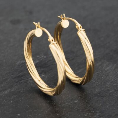 Pre-Owned Yellow Gold 26mm Twist Hoop Earrings 41173234