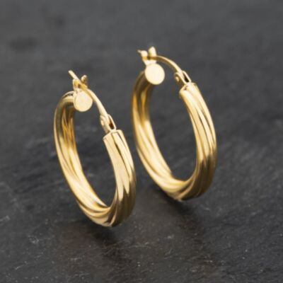 Pre-Owned Yellow Gold 22mm Twist Hoop Earrings 41173237