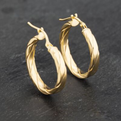Pre-Owned Yellow Gold 19.5mm Twist Hoop Earrings 41173240