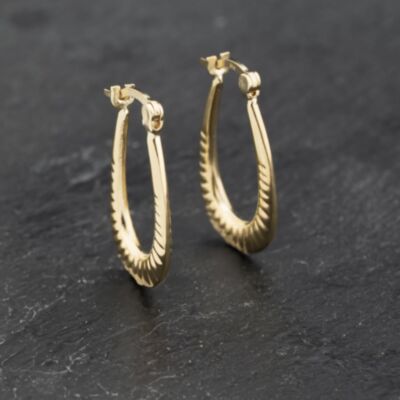 Pre-Owned Yellow Gold 21mm Small Patterned Creole Earrings 41173260