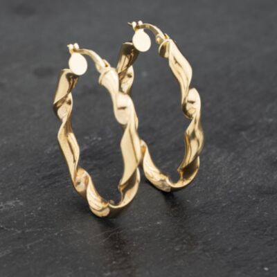 Pre-Owned Yellow Gold 32.4mm Oval Twist Creole Earrings 41173278