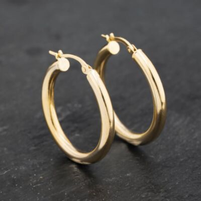 Pre-Owned Yellow Gold 25.5mm Plain Hoop Earrings 41173290