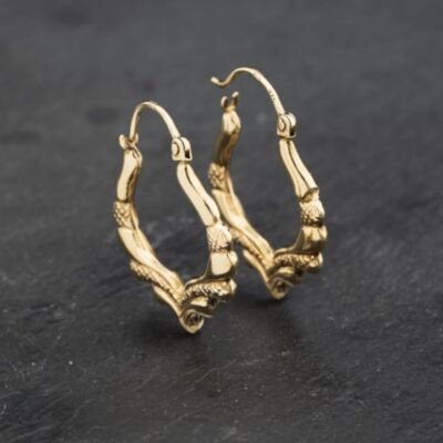 Pre-Owned 9ct Yellow Gold 28mm Fancy Creole Earrings 41173294