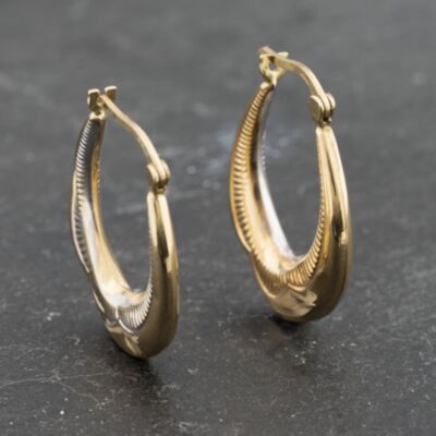 Pre-Owned Yellow Gold 68mm Scollop Pattern Creole Earrings 41173330