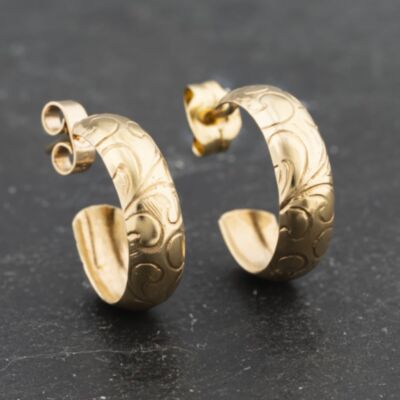 Pre-Owned Yellow Gold 17mm Patterned Hoop Earrings 41173380