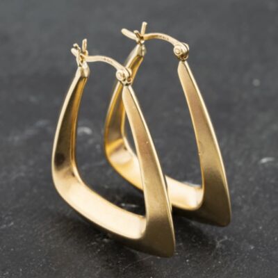 Pre-Owned 9ct Yellow Gold 35mm Large Oblong Creole Earrings 41173398