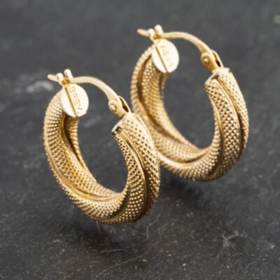 Pre-Owned Yellow Gold 19.5mm Twist Hoop Earrings 41173405