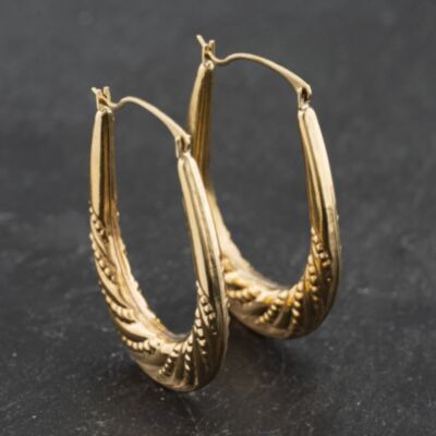 Pre-Owned Yellow Gold 32mm Large Rope Pattern Oval Creole Earrings 41173429