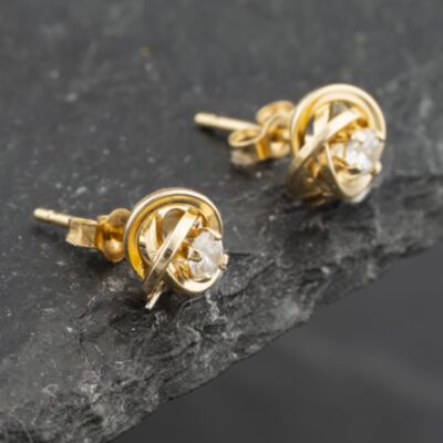 Pre-Owned Yellow Gold 6.2mm Cubic Zirconia Knot Stud Earrings 41173438