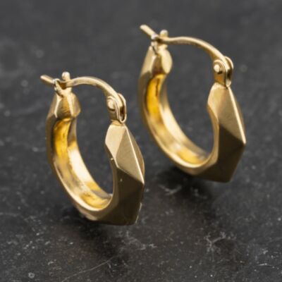 Pre-Owned Yellow Gold 16.5mm Faceted Creole Earrings 41173439