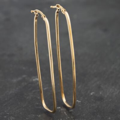 Pre-Owned 9ct Yellow Gold 48mm Long Creole Earrings 41173470