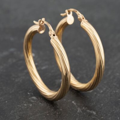 Pre-Owned Yellow Gold 29mm Twist Hoop Earrings 41173478