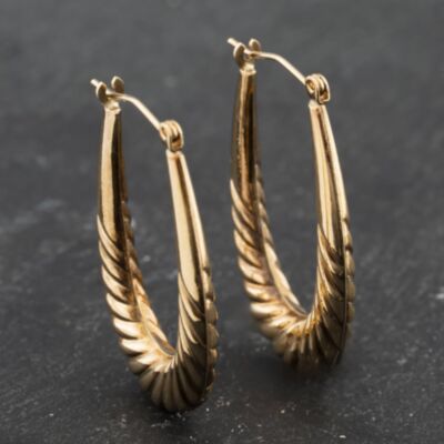Pre-Owned Yellow Gold 30mm Oval Twist Pattern Creole Earrings 41173491