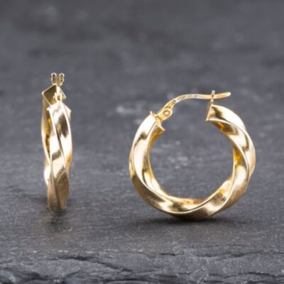 Pre-Owned 9ct Yellow Gold 23mm Twist Hoop Earrings 41173534