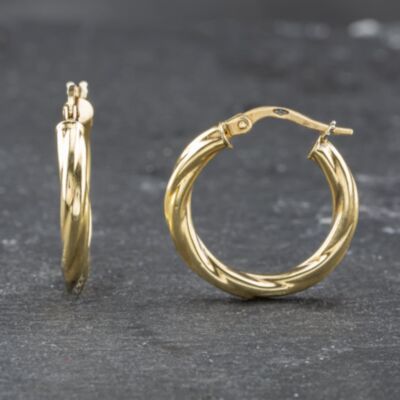 Pre-Owned Yellow Gold 21mm Twist Hoop Earrings 41173539