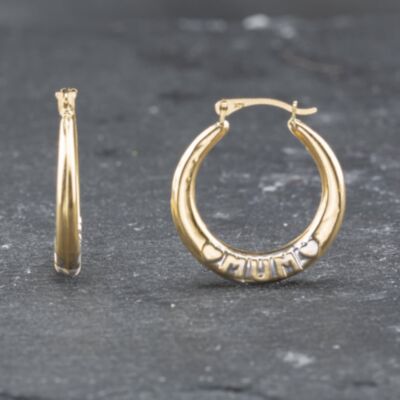 Pre-Owned Yellow Gold 22.4mm Mum Creole Earrings 41173545