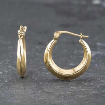 Pre-Owned Yellow Gold 18mm Faceted Creole Earrings 41173546