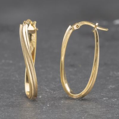 Pre-Owned Yellow Gold 27mm Long Oval Twist Creole Earrings 41173551