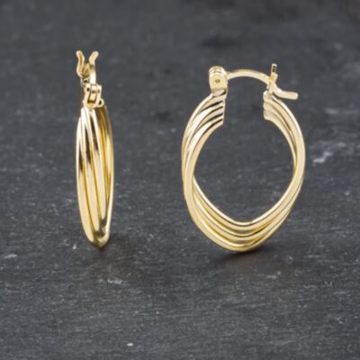 Pre-Owned Yellow Gold 25mm Triple Creole Earrings 41173558