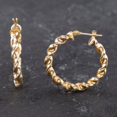 Pre-Owned Yellow Gold 27mm Spiral Hoop Earrings 41173582