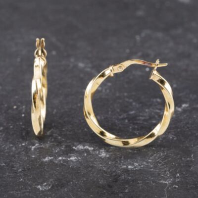 Pre-Owned Yellow Gold 24mm Twist Hoop Earrings 41173607