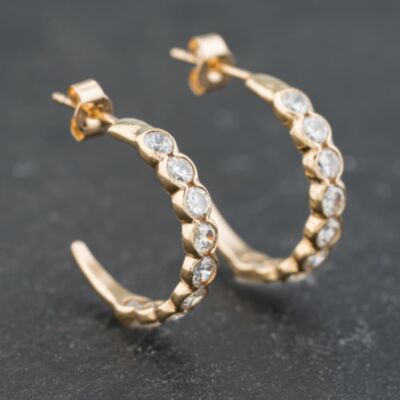 Pre-Owned Yellow Gold 16.6mm Cubic Zirconia Half Hoop Earrings 41173632