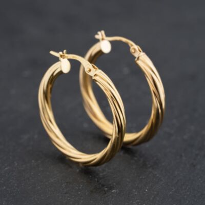Pre-Owned Yellow Gold 26.7mm Twisted Hoop Earrings 41173637