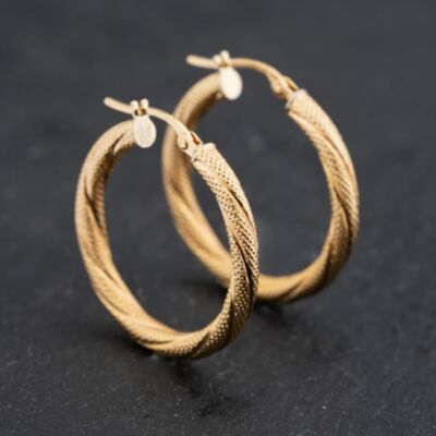 Pre-Owned Yellow Gold 26mm Twisted Patterned Hoop Earrings 41173641
