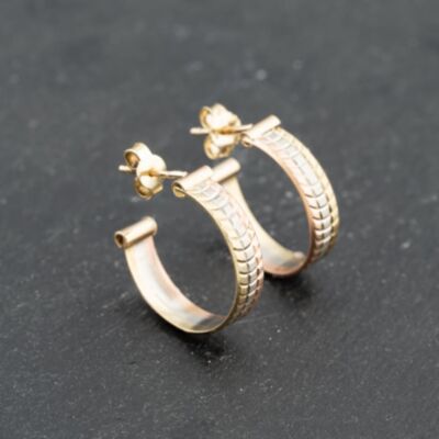 Pre-Owned 9ct Three Colour Gold 20mm Diamond Cut Hoop Earrings 41173658