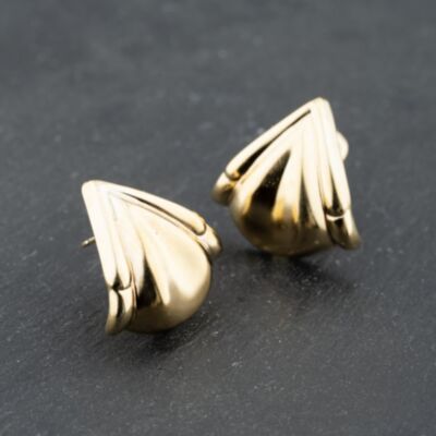 Pre-Owned 9ct Yellow Gold 25mm Fan Style Leverback Earrings 41173665