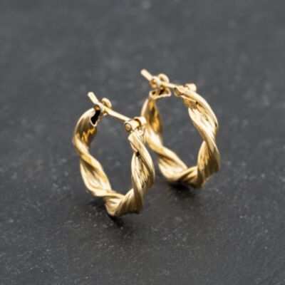Pre-Owned 9ct Yellow Gold 16.7mm Twisted Hoop Earrings 41173678
