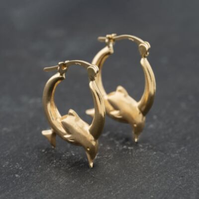 Pre-Owned Yellow Gold 20mm Dolphin Creole Earrings 41173715