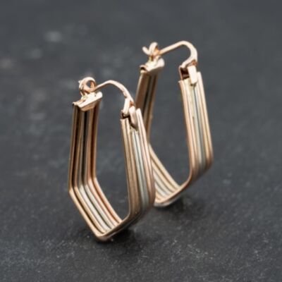 Pre-Owned 9ct Two Colour Gold 26mm Hoop Earrings 41173723