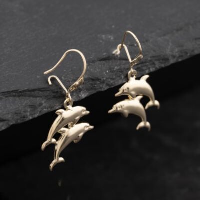 Pre-Owned Yellow Gold 30mm Dolphin Dropper Earrings 41173728