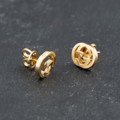 Pre-Owned Gucci 18ct Yellow Gold GG 8mm Stud Earrings 41173734