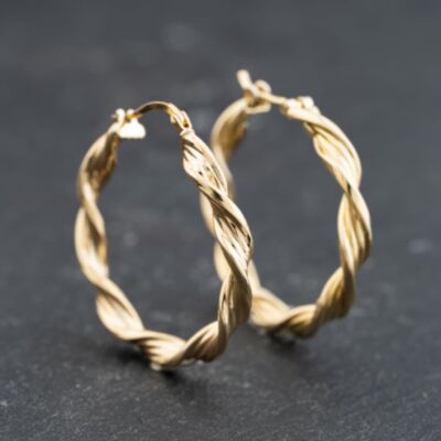 Pre-Owned 9ct Yellow Gold Twisted Hoop Earrings 41173739