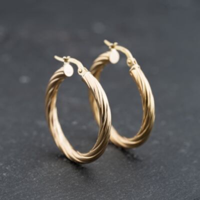 Pre-Owned 9ct Yellow Gold Twisted Hoop Earrings 41173740